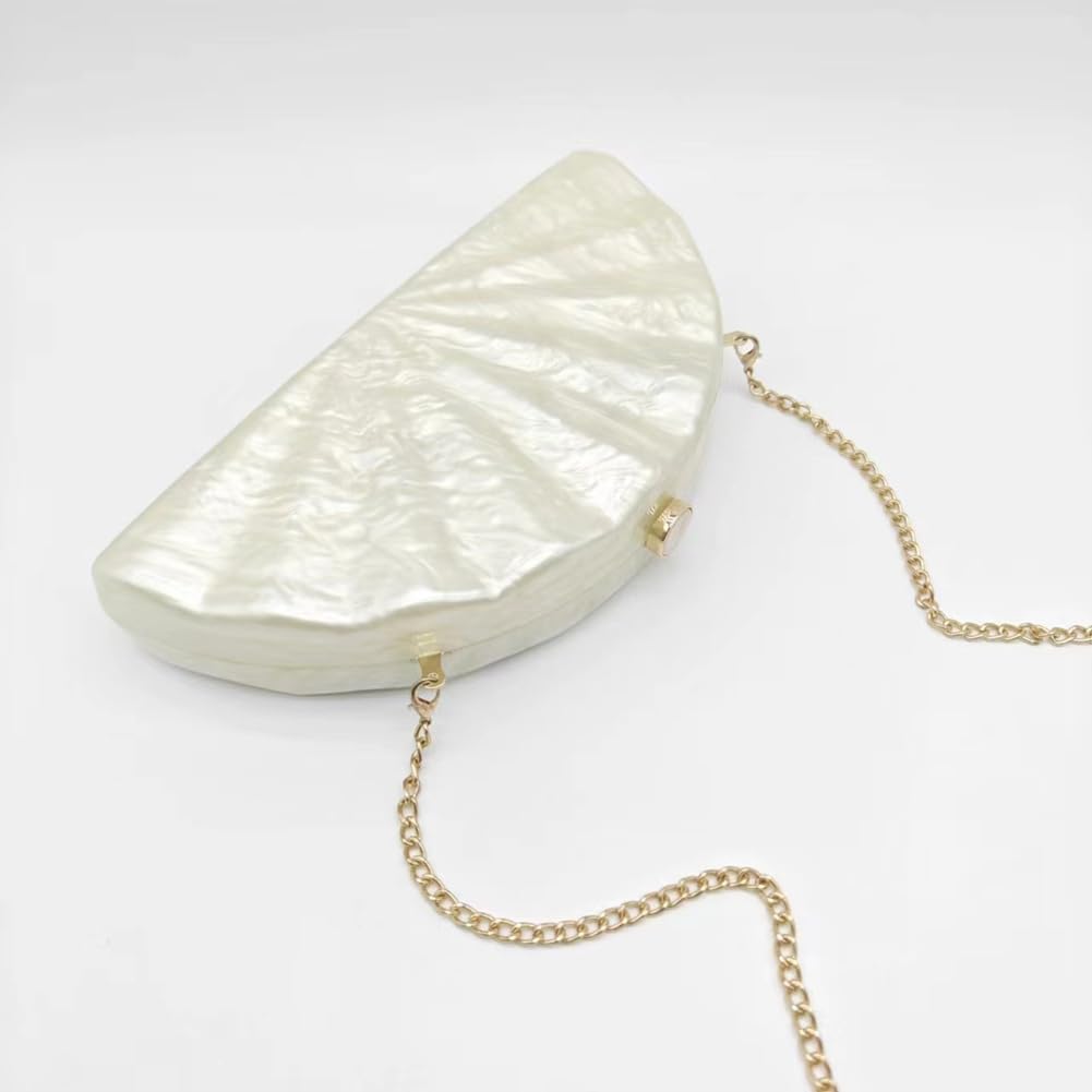 Acrylic Clutch Half Round Shaped Acrylic Bag Luxury Marble Evening Purses for Women Glitter Handbag for Wedding Cocktail Party Prom New 2024