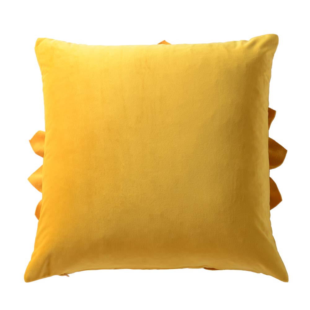 OiseauVoler Decorative 3D Flower Throw Pillow Covers Soft Velvet Handmade Pillowcases Cushion Covers for Couch Bed Living Room Home Decor 18x18 Inch Yellow