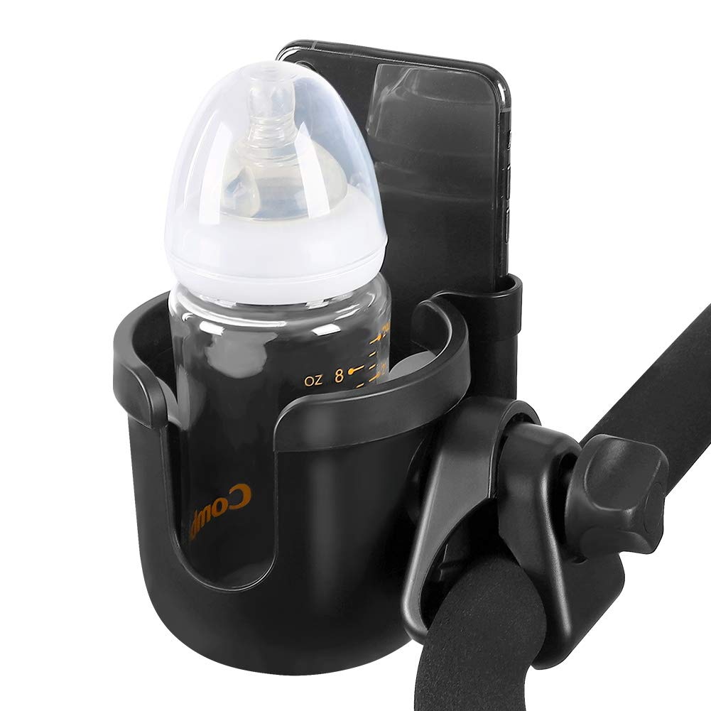 Accmor Stroller Cup Holder with Hook, Bike Cup Holder, Universal Cup Holder for Uppababy Nuna Doona Strollers, 2-in-1 Cup Phone Holder for Stroller, Bike, Wheelchair, Walker, Scooter