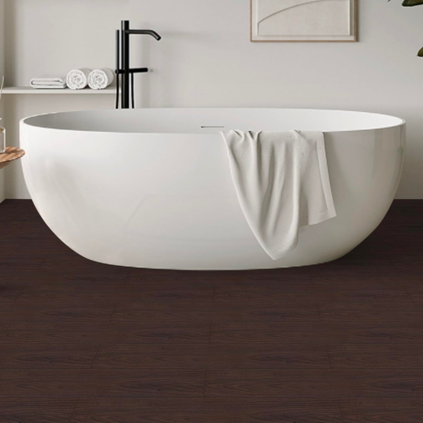 Elffloor Peel and Stick Flooring,Vinyl Flooring Waterproof,Wood Grain Look Self Adhesive Floor Stickers for Kitchen, Bathroom, Bedroom, 35.4in ×5.9in, 10 Pcs