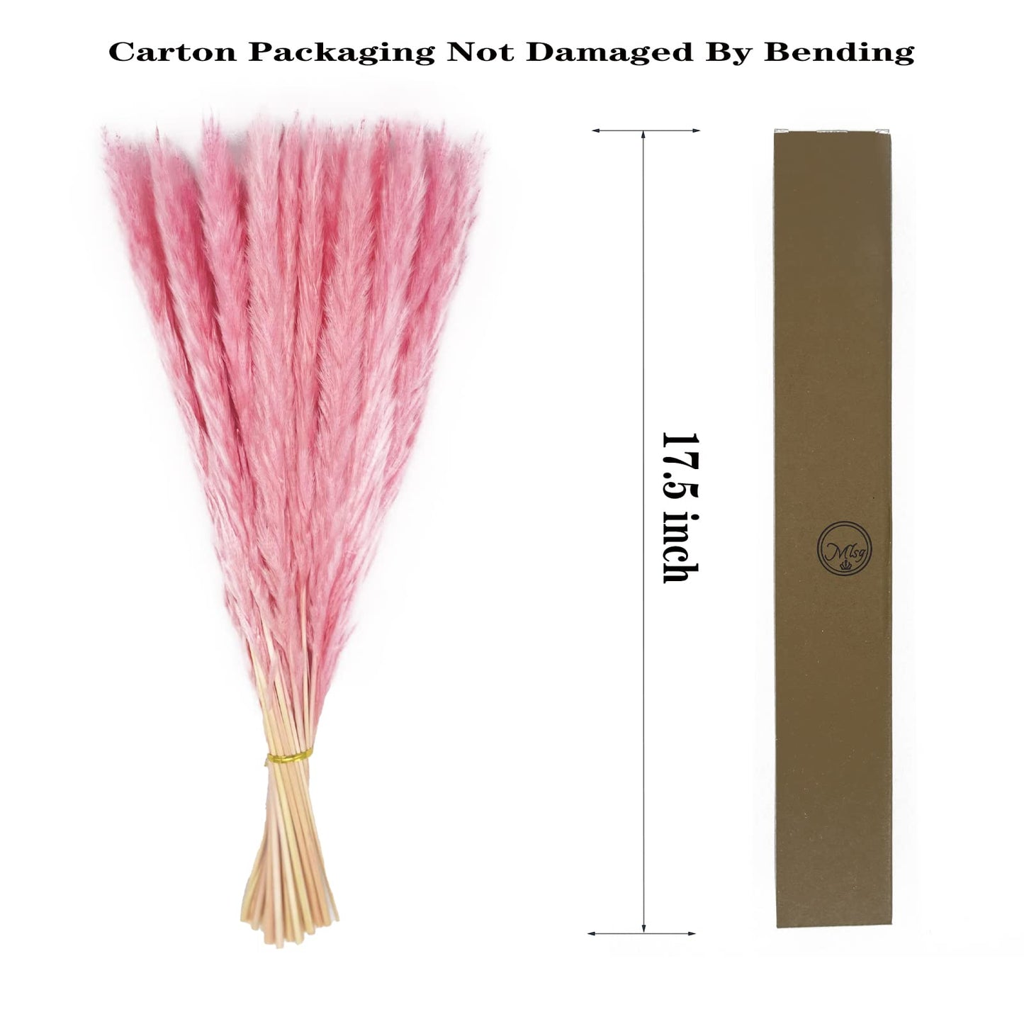 MLSG 60 Stems Pampas Grass 17.5",Natural Dry Flowers Small Pampas Grass Branches for Vase Flower Arrangement Wedding Kitchen Home Decor(Pink)