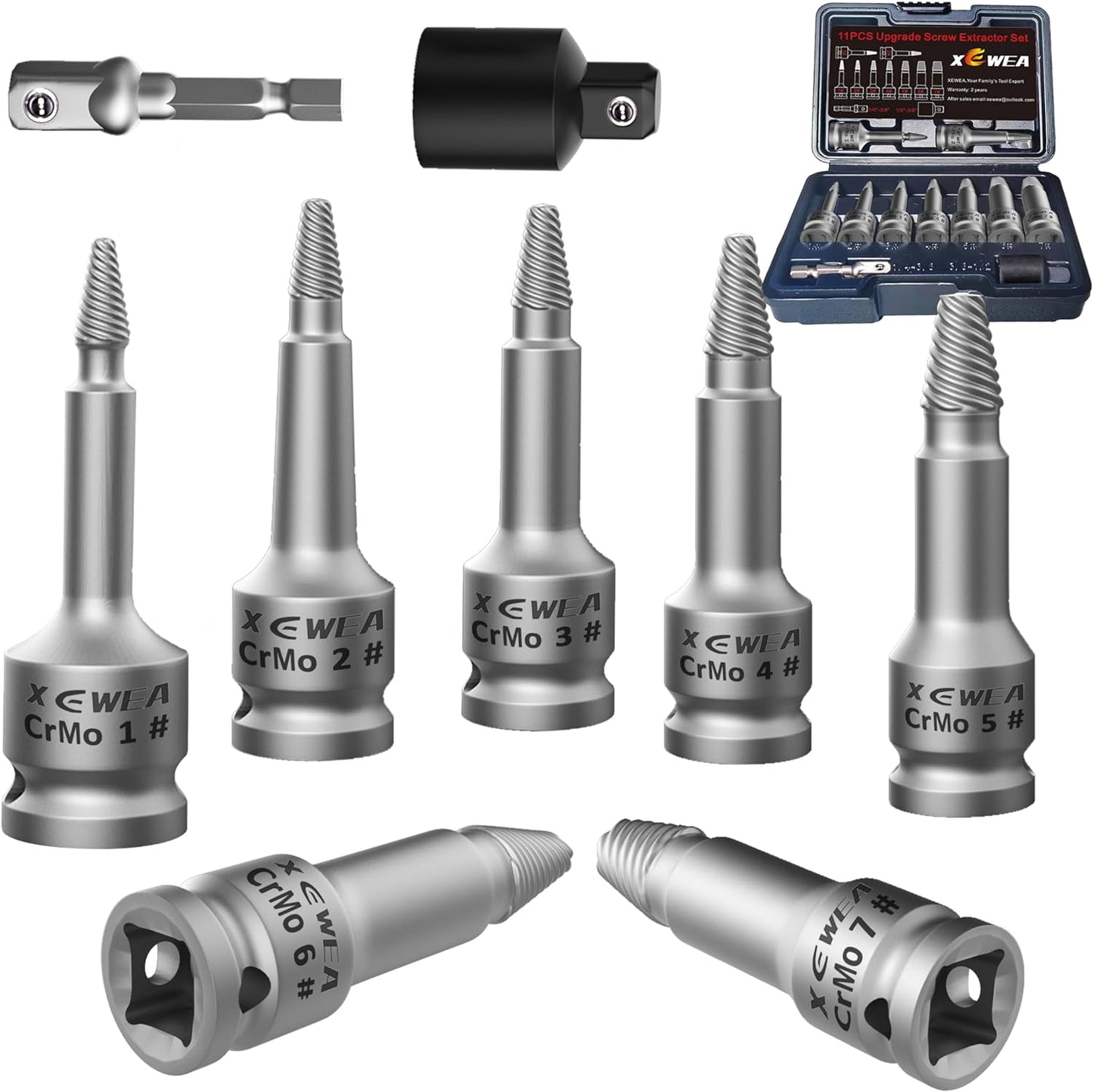 XEWEA 25Pcs Screw Extractor Set Hex Head Multi-Spline Easy Out Bolt Extractor Tool, Chrome Molybdenum Alloy Steel Heavy Duty EZ Out Rounded Screw Remover, Father's Day gift