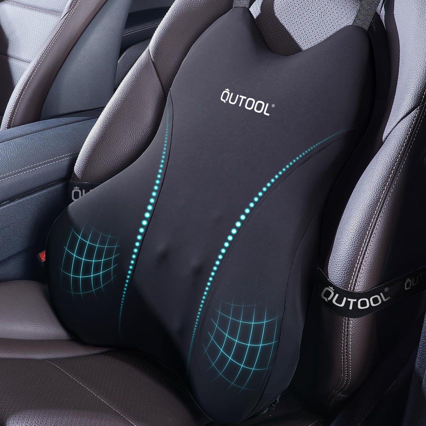 QUTOOL Lumbar Support Pillow for Office Chair,Office Home Essentials,Back Support Pillow for Car, Chair Cushions,Back Pain Relief Improve Posture,Mesh Cover Double Adjustable Straps