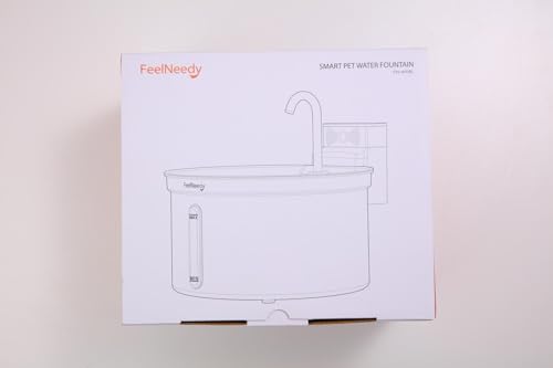 Wireless Cat Water Fountain [Water & Battery Separation] FEELNEEDY Stainless Steel Automatic Pet Water Dispenser, 4000mAh Battery Operated Water Fountains for Cats Dogs - 3.5L/118oz