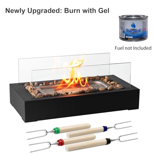 Smores Maker Kit - US Patent Design - Portable Tabletop Flame with Stones Decorated for Movie Nights, Yard, Gift for Home Decor, Housewarming, Parties and Weddings (Gel was not Included)