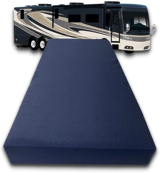 FoamRush 6-Inch Bunk (28" x 72") High Density Foam RV Mattress Replacement with Canvas Navy Cover, Medium Firm, Made in USA, Camper Trailer, Removable Water-Resistant Outdoor/Indoor Cover w Zip