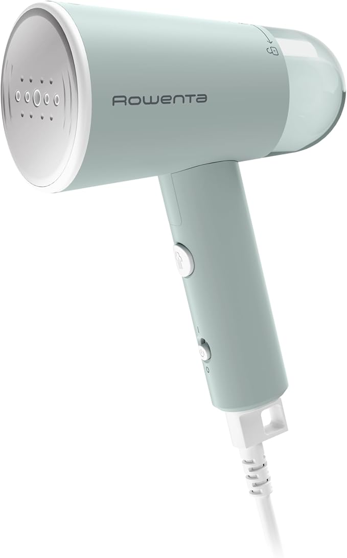 Rowenta Mini Travel Steamer for Clothes, Portable Handheld Steamer with 2.3 Oz Tank, Foldable, 1100 Watts, Ironing, Travel Essentials, Green, DR1014