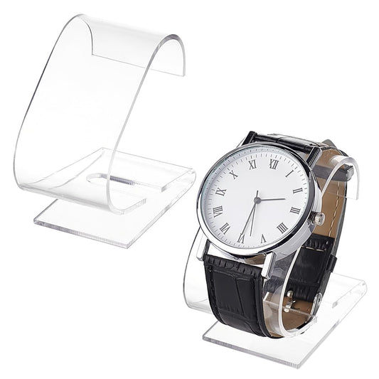 PH PandaHall 2pcs Clear Watch Stand, 2.4 x 2.4 x 1.3 inch Single Watch Holder Display Acrylic Bracelet Display Rack Jewelry Holder Stand Watch Organizer Storage for Men Women