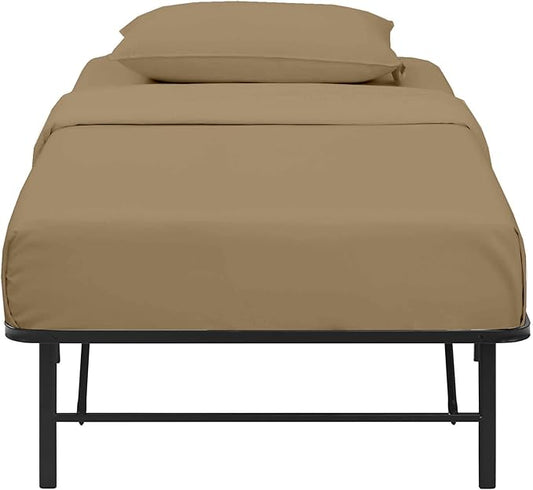 4-PC Cot Sheet Set - 25x75, 100% Cotton Fitted Sheet - Perfect for Narrow Twin/RV Bunk/Camping Cot/Guest Bed Replacement, Fits Upto 4-8" Deep Mattress - Taupe Solid