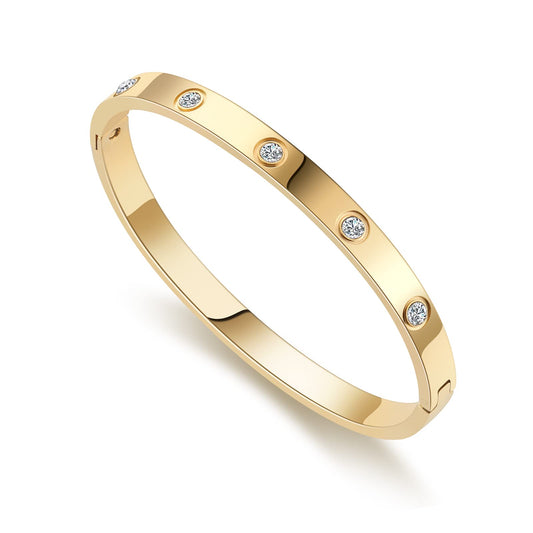 RIMRIVA Gold Bracelets for Women Stack Love Bangle Bracelets Trendy Stainless Steel Crystal Friendship Birthday Anniversary Wedding Jewelry Stocking Stuffers Christmas Gifts Women Mom Wife