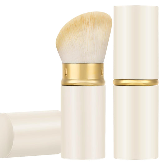 Falliny Retractable Kabuki Makeup Brush, Angled Travel Powder Foundation Blush Brush Makeup Brush for Blush, Sunscreen,Bronzer, Buffing, Concealer,Highlighter, Powder Cosmetics