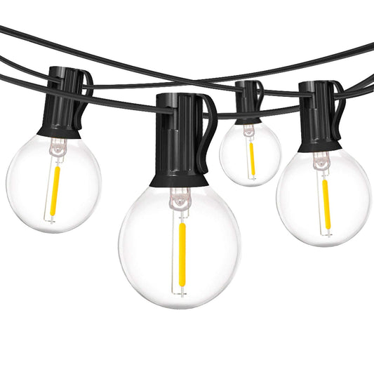 Muasdae 2-Pack 18Ft Outdoor Patio String Lights,UL Listed Commercial Light String with 20+2 Plastic G40 LED Clear Globe Bulbs,Decoration for Patio Backyard Cafe Porch Garden Bistro Party Wedding