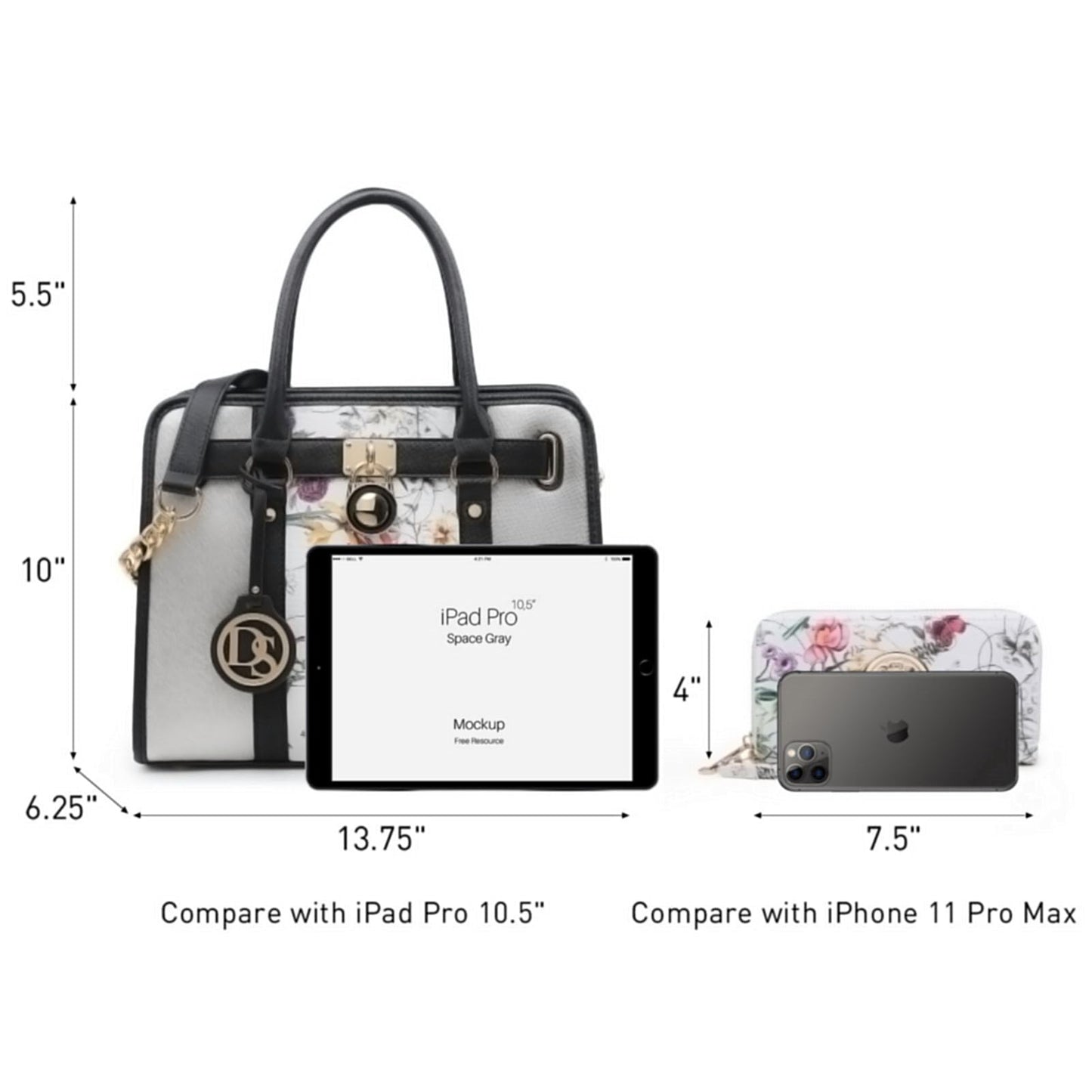 Dasein Two Tone Satchel Handbags Purses for Women Vegan Leather Shoulder Bags Large Tote Bag with Matching Wallet