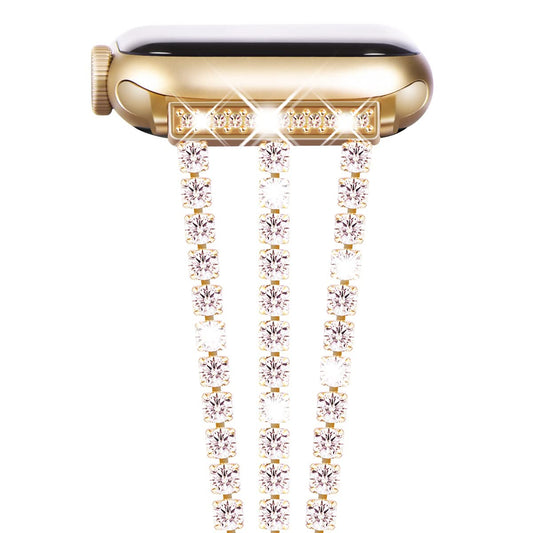 NewWays Compatible for Apple Watch Band 42mm Series10 Series 9 8 7 41mm 40mm SE Series 6 5 4 3 38mm, Sparkling Bling Shiny Diamonds Bracelet for iWatch Band Womens, Gold