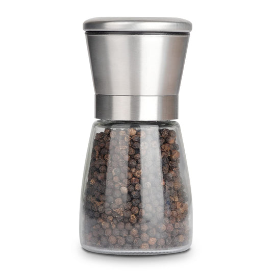 Gulex® Pepper Grinder Pepper Mill, Salt Grinder Refillable,(Single Package) Adjustable, Stainless Steel Sea Salt Shaker with Ceramic Rotor (1 pack)
