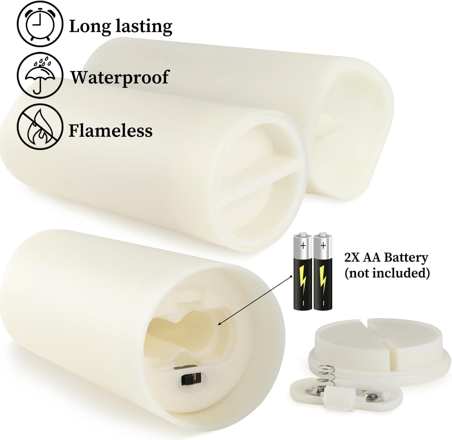 Enpornk Set of 72 Flameless Led Battery Opeated (D2.2'' x H4''5''6'') Waterproof Outdoor Indoor Candles with 10-Key Remotes and Cycling 24 Hours Timer