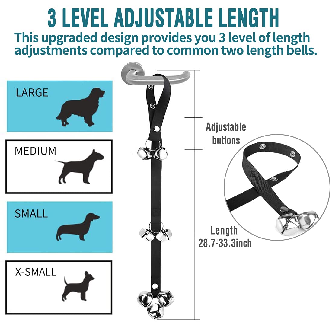 BLUETREE Dog Doorbells Premium Quality Training Potty Great Dog Bells Adjustable Door Bell Dog Bells for Potty Training Your Puppy The Easy Way - 7 Extra Large Loud 1.4 DoorBells
