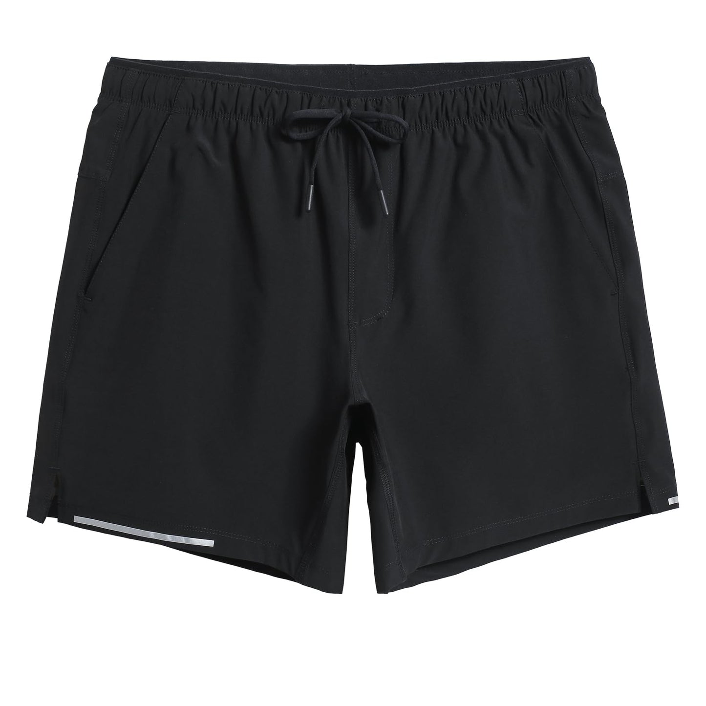 maamgic Mens Running Shorts Workout 6" Marathon Lightweight Quick Dry Gym Shorts with Zip Pocket Black Large