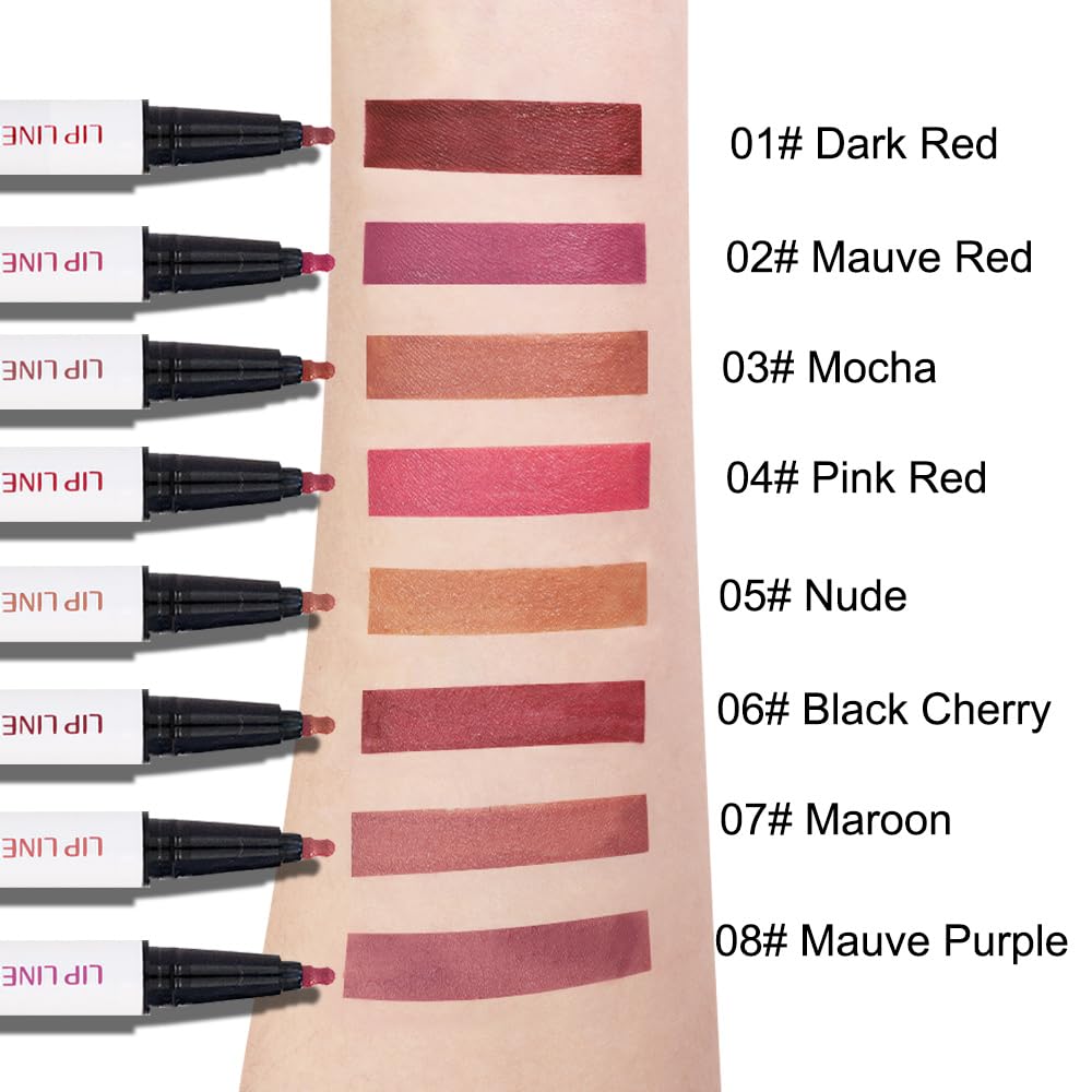 evpct Longwear Liquid Lip Liner Stain Marker Pen Long Lasting Waterproof, Nude Brown Mocha Matte Semi Permanent 24 Hour Lip Liner and Lipstick Combo, Color Stay Lipliner All Day, Lips Stain peel off