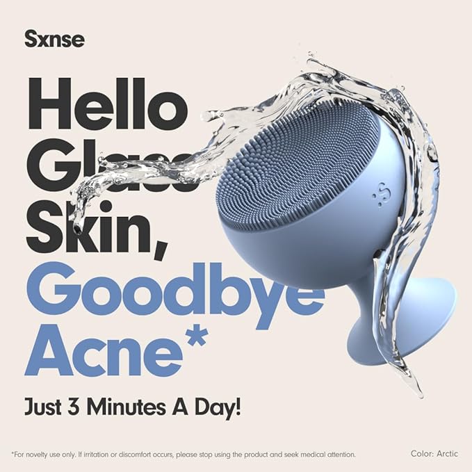 Sxnse Palm Silicone Face Scrubber – Compact Electric Facial Cleansing Brush for Acne, Pores & Makeup – Waterproof Face Exfoliator with 3 Speeds – Rechargeable Skincare Tool for Sensitive Skin (Cherry)