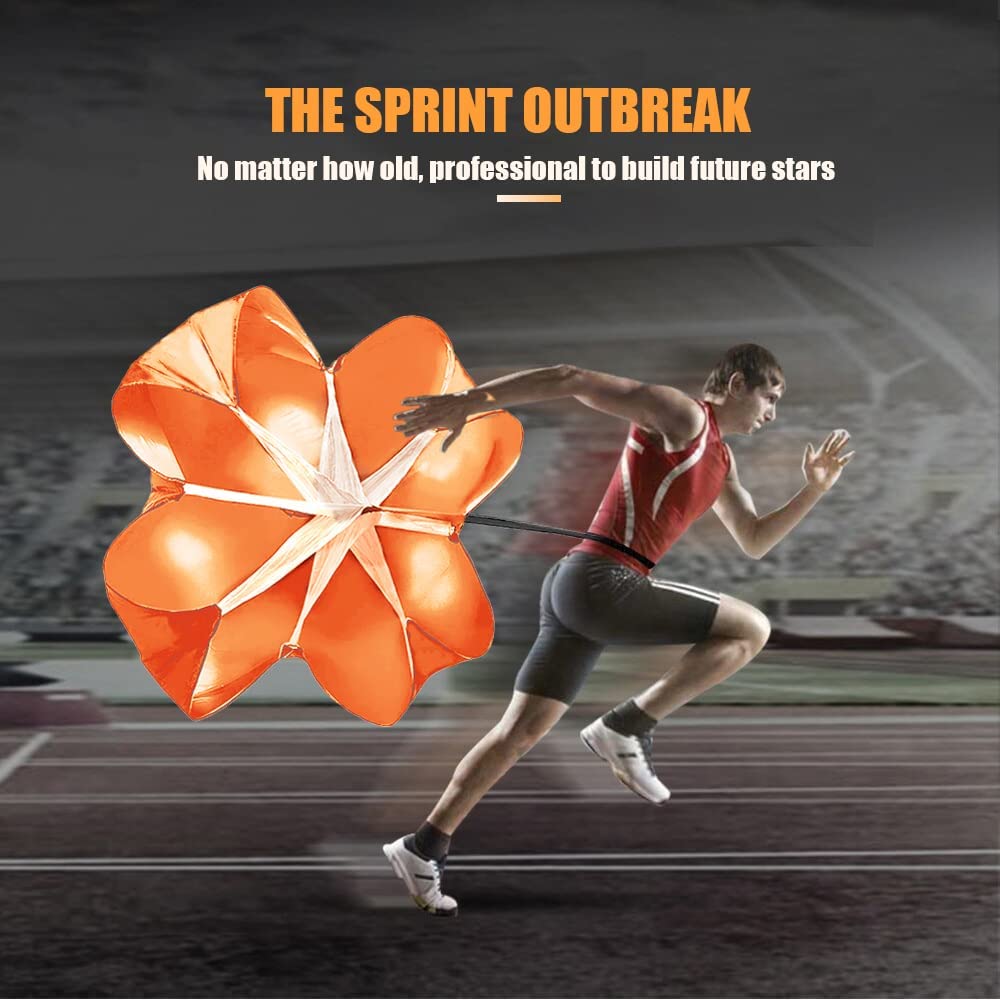 Nusogon Running Speed Training, 56 inch Speed Drills Resistance Parachute Running Sprint Chute Soccer Football Sport Speed Training(Orange)