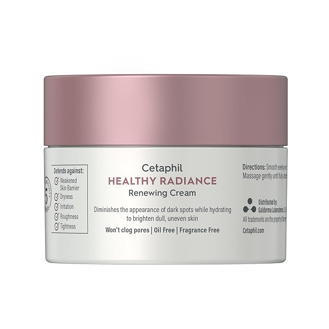 Cetaphil Face Cream, Healthy Radiance Renewing Cream, Visibly Reduces Look of Dark Spots, Brightening Lotion, Designed for Sensitive Skin, Hypoallergenic, Fragrance Free, 1.7oz