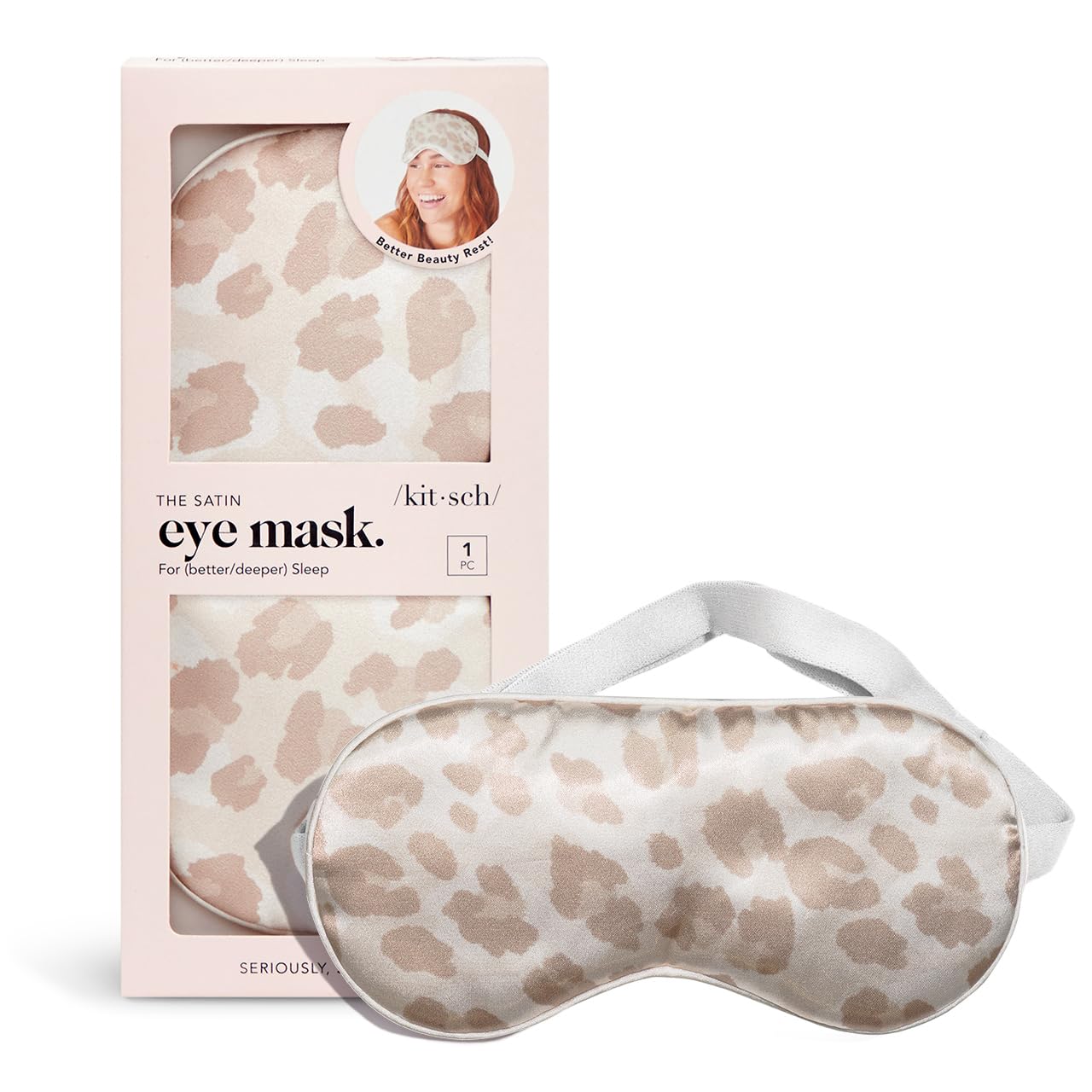 Kitsch Satin Sleep Mask - Eye Mask for Sleep, Softer Than Silk Satin Sleeping Mask Blindfold and Sleep Masks for Women and Men, Eye Care Travel Essentials - Charcoal Black