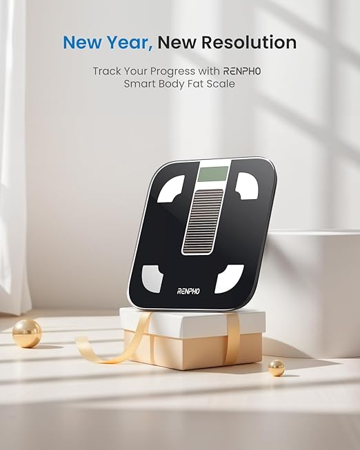RENPHO Smart Scale with Endless Power, Solar-Powered Scale for Body Weight, No Batteries Needed, Digital Bluetooth Body Fat Scale, Body Composition Monitor with Smart App, 400 lbs-Elis Solar 1