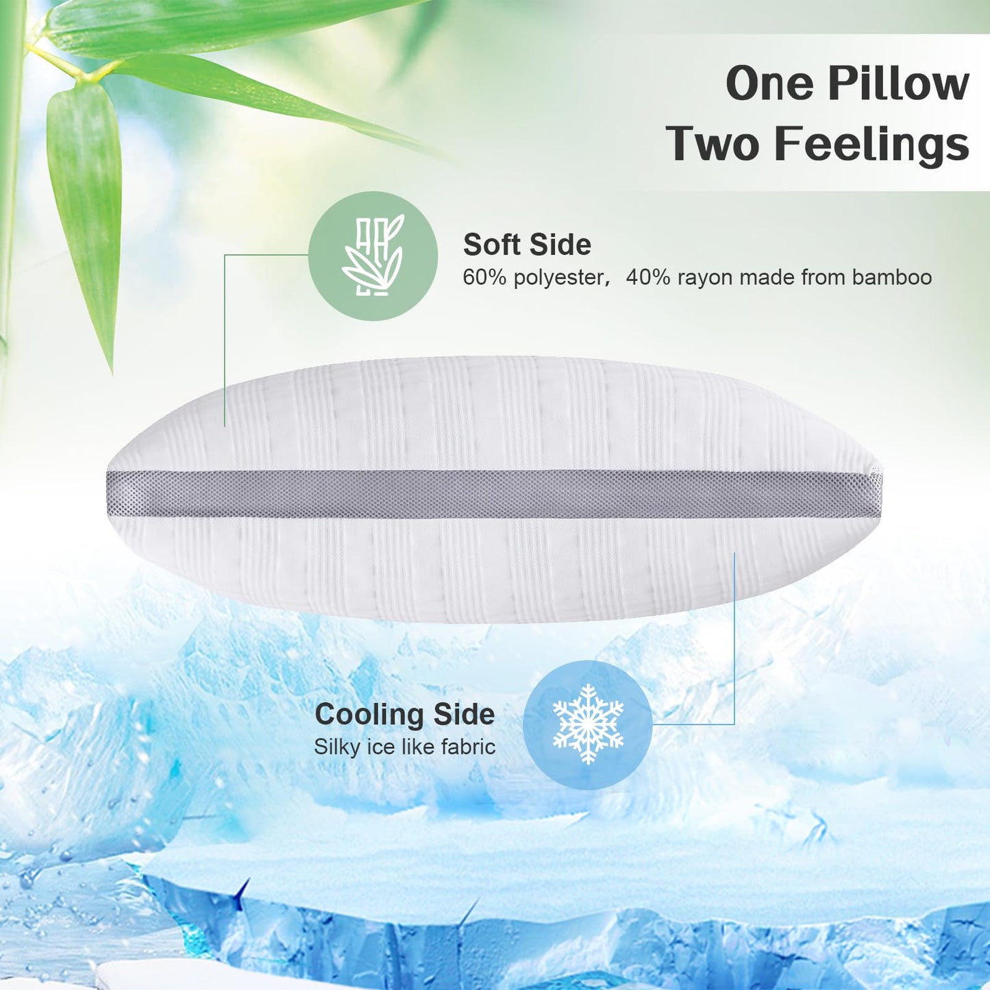 Meoflaw Cooling Pillows King Size Set of 2,Shredded Memory Foam Bed Pillows for Sleeping, Supportive King Pillows for Back & Side Sleepers,Adjustable King Size with Removable Cover