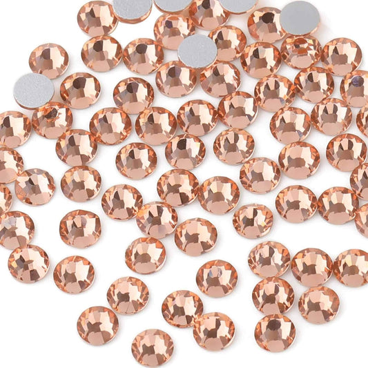 beadsland 144pcs Flat Back Crystal Rhinestones Round Gems for Nail Art and Craft Glue Fix, Champagne, 10mm, SS50/144pcs