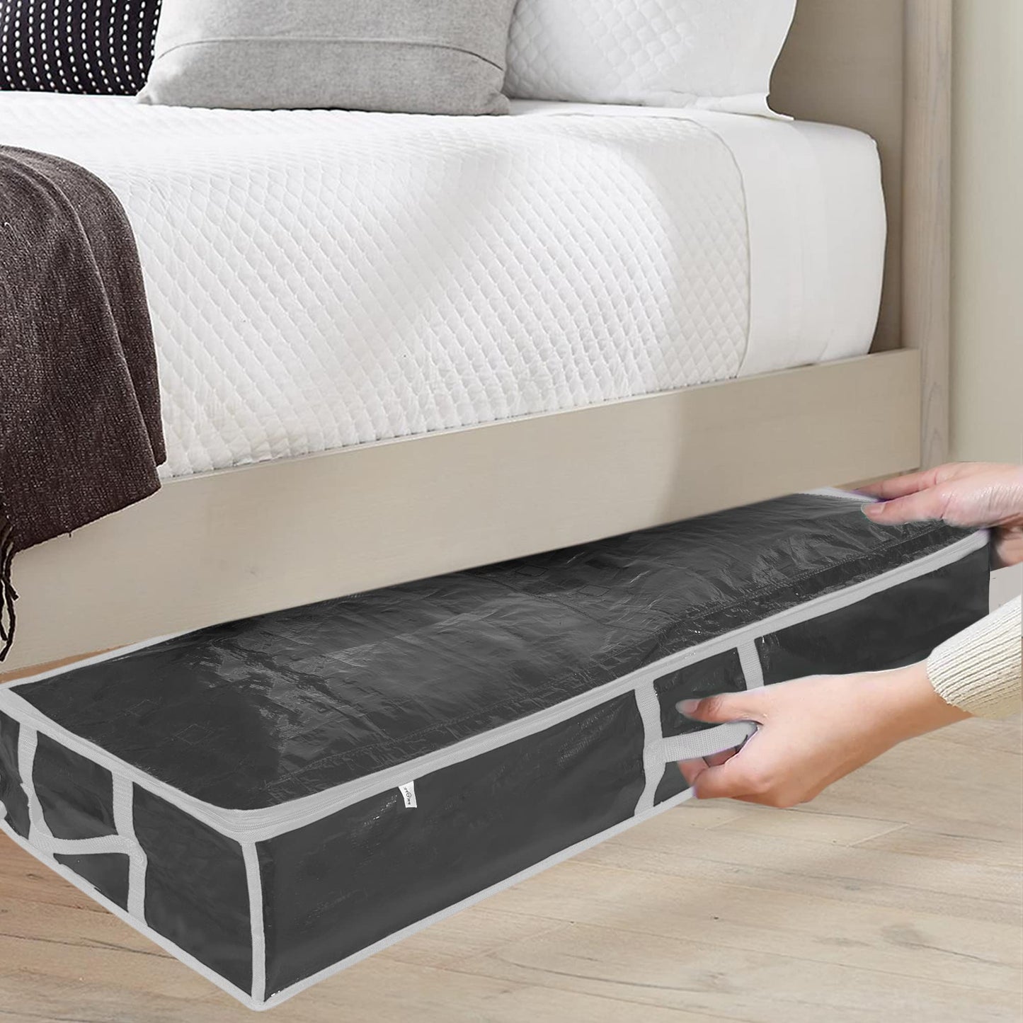 ProPik Wrapping Paper Storage Containers | Gift Wrap Organizer Under Bed | 41”x14”x6” | Box Holds 18-24 Rolls Up to 40” Long | Holder with Pockets for Ribbon Bows & Accessories (Black)