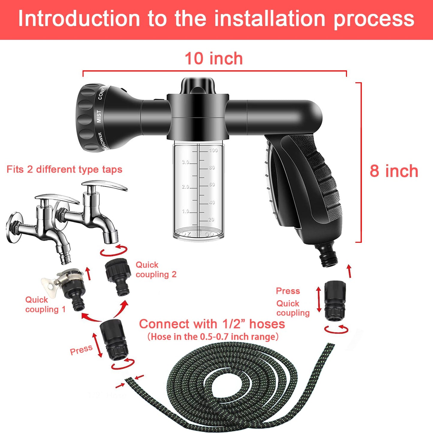 LIANXIN Car Wash Kit -Car Wash Cleaning Kit Car Interior Detailing Kit with Car Wash Foam Gun,Microfiber Sponge Car Care Kit,Tire Brush, Car Wash Kit with Foam Gun