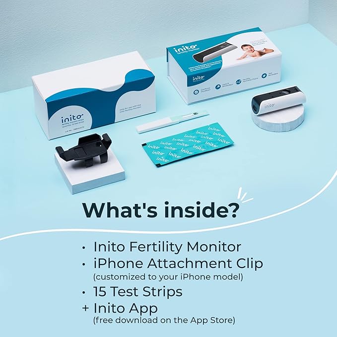 Inito Fertility Monitor & Hormone Tracker for Women | Estrogen, LH, PdG (Urine Metabolite of progesterone), FSH | Track and Confirm Ovulation | Includes 15 Test Strips (iPhone 12)