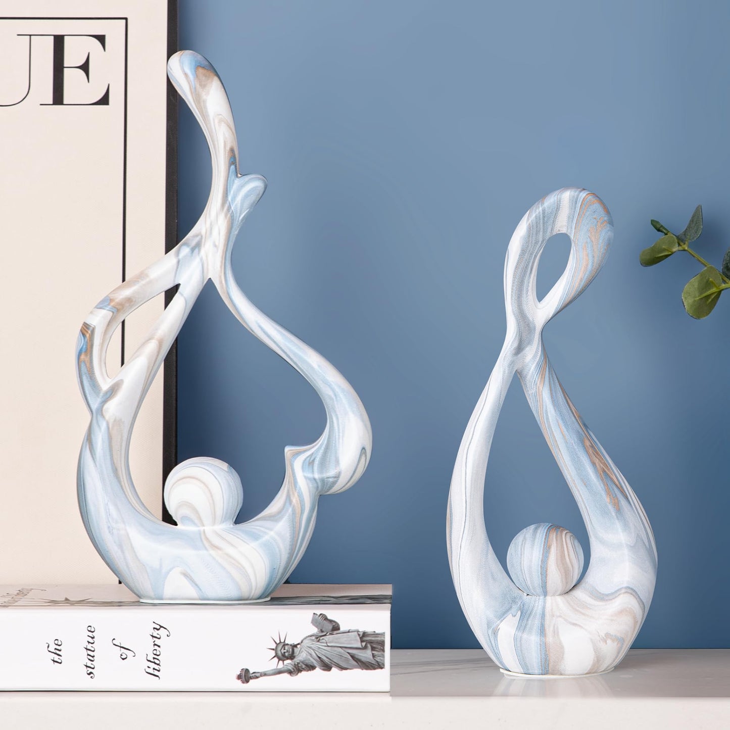 Abstract Sculptures Home Decor Blue Table Decor for Living Room Ceramic Statue Decor Coffee Table Sculpture Desktop Decoration
