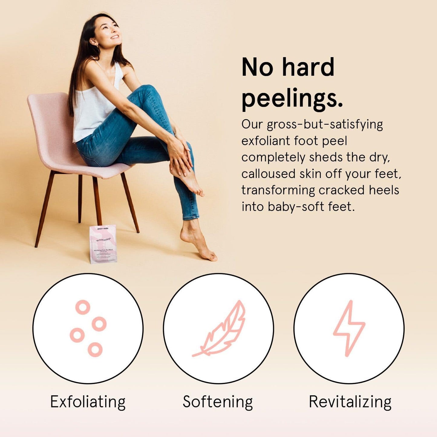 grace & stella Award-Winning Foot Peel Mask - Foot Peeling Mask with Aloe Vera - Moisturizing Foot Mask for Dry Cracked Feet - Foot Exfoliator for Baby Soft Feet (2 Pairs, Unscented)