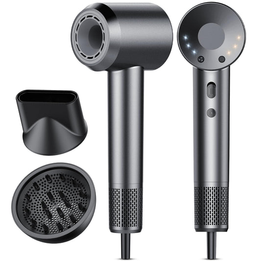 Hair Dryer, 160000 RPM Professional High Speed Ionic Blow Dryer 500 Million Negative Ions & Heat-Control & Low Noise Hairdryer for Faster Drying All Hair Types, No Heat Damage, Travel with Diffuser