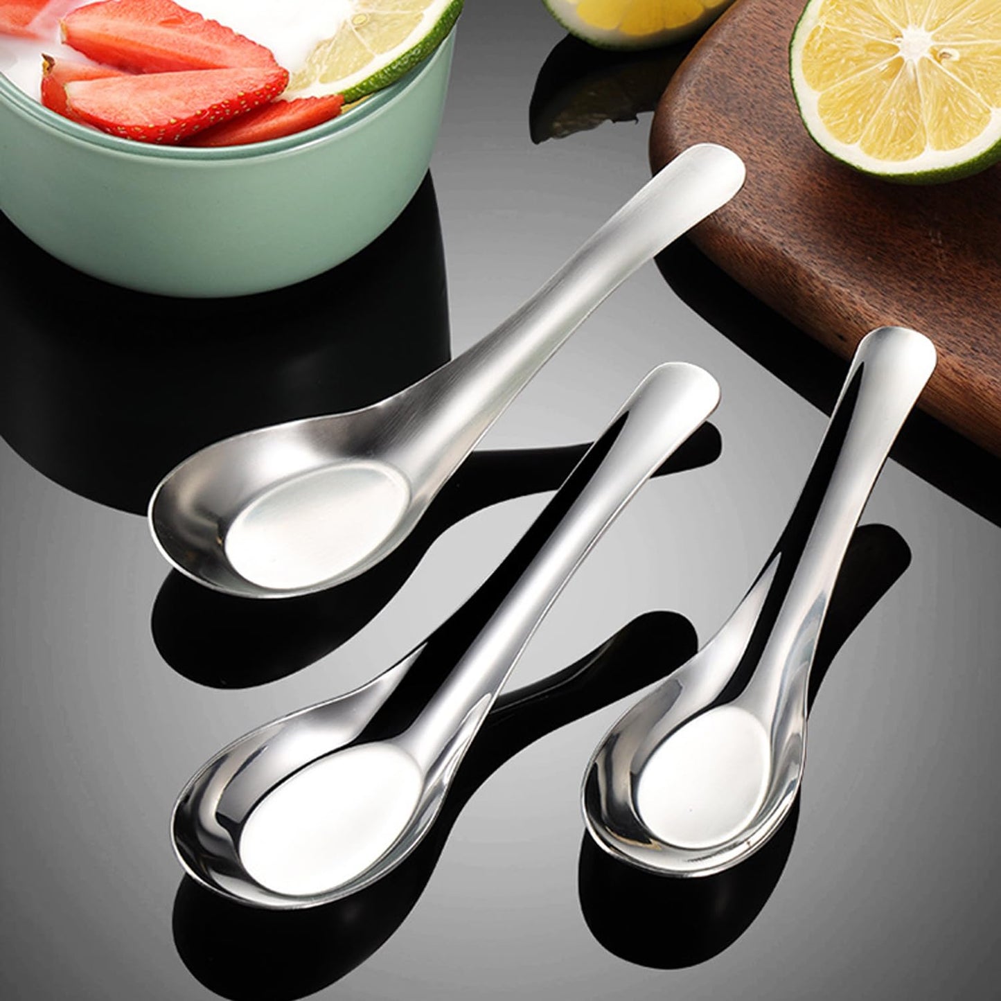 6Pcs Stainless Steel Spoons,Table Soup Spoon, Set of 6 Dinner Spoons for Home, Kitchen, or Restaurant Flatware Set