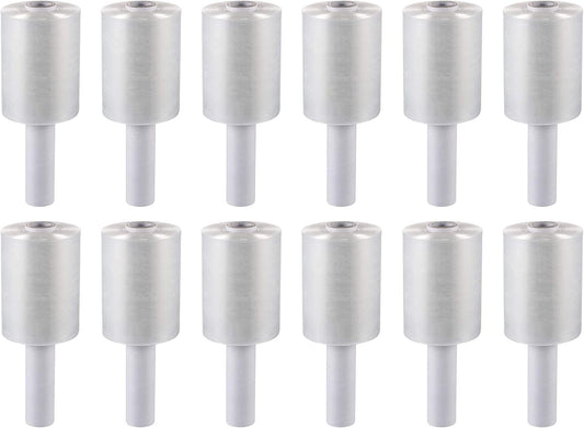 5” Stretch Wrap Mini Film 12 Rolls x 1000 Ft by PackageZoom Industrial Strength Adhering Shrink Wrap Rolls for Box & Furniture Wrapping Heavy Duty, 55 Gauge Clear Plastic Wrap for Moving & Packing