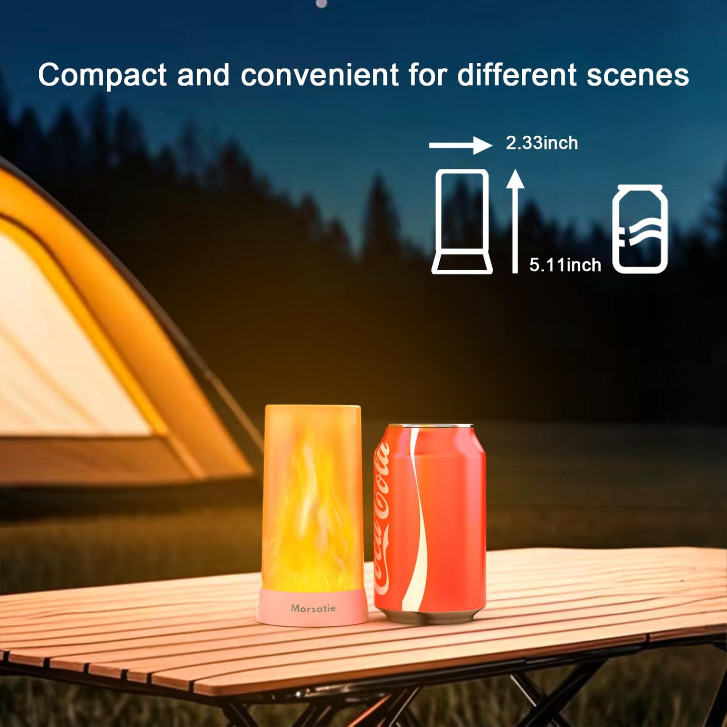 Morsatie Upgraded LED Flame Light, Rechargeable Flameless Candles with Remote & Timer, 4 Modes Battery Operated Candles, Waterproof LED Candles with Upside Down Effect for Indoor Outdoor 2 PCS