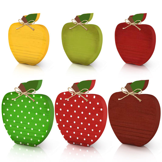 Yalikop 6 Pcs Thanksgiving Wooden Apples Decor Apples Appreciation Signs Christmas Vintage Apple Signs Fall Farmhouse Wood Tiered Tray Decor Home Table Centerpieces Decorations Holiday Party Supplies