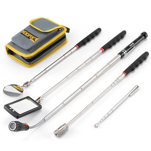 Telescoping Magnetic Pickup Tool Set, Inspection Mirror Telescoping, LED Flashlight, Cool Gadgets for Men, Gifts for Dad, Husband, Kids, Boyfriend, Magnet Stick