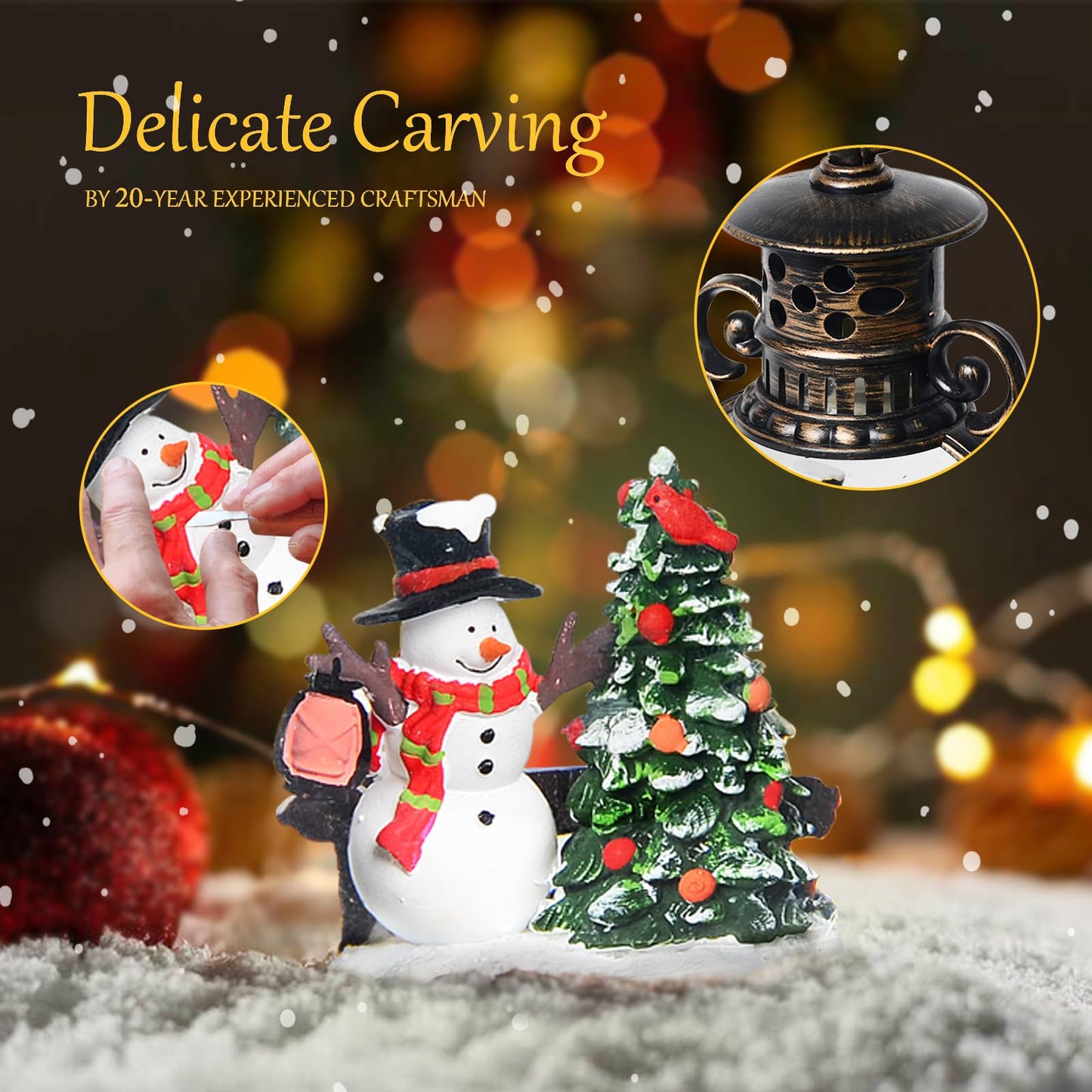 Christmas Snow Globes Lantern, Christmas Table Decorations with 8 Songs, 6H Timer, Battery & USB Powered Glitter Christmas Music Box Home Decor