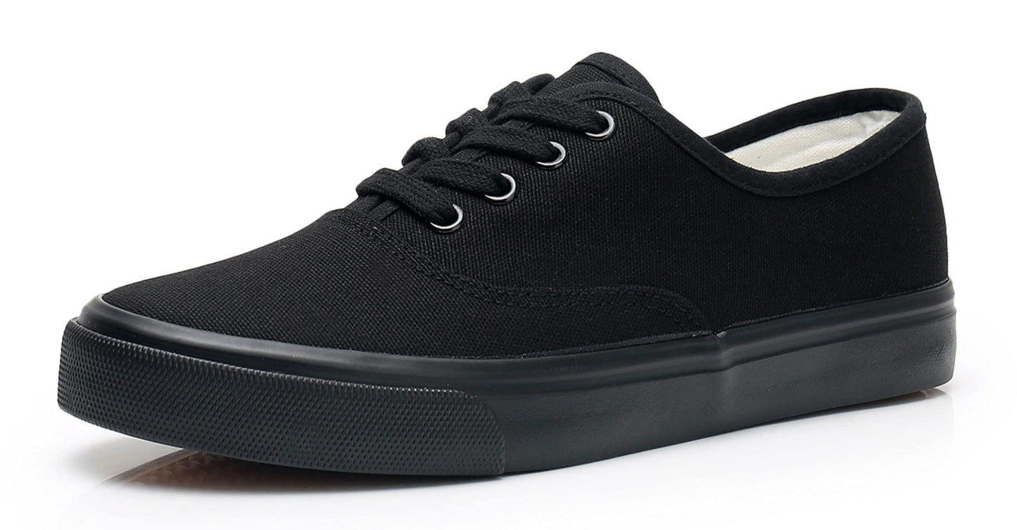 Cull4U Women's Laid Back Footwear Low-Top Sneaker Shoe (5 M US,All-Black)