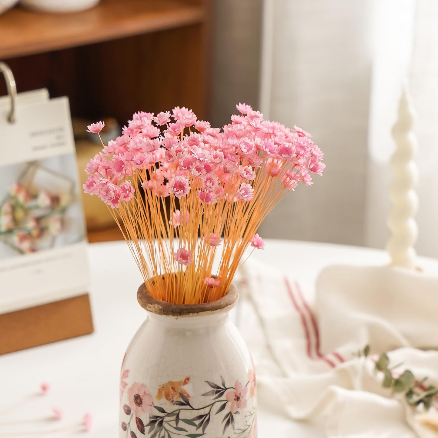 Natural - Dried - Flowers Brazilian Small Star Daisy Dried Decorative Mini Chamomile Bouquet for Wedding Floral Arrangements Home Decorations Valentine's Day Gifts (200 Stems) (Pink)