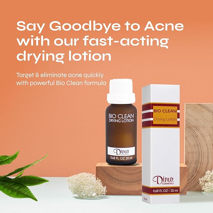 Dinur Cosmetics Bio Clean Drying Lotion Best for Treating Pimples Best for Oily Skin Prevents Dryness and Flakiness Pimple Lotion Spot Treatment .68 fl. oz. 20 ml