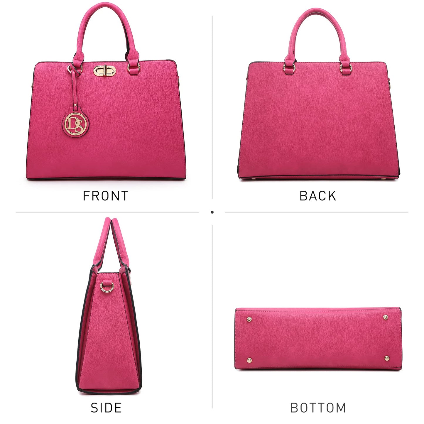 Dasein Women Handbags Purses Ladies Work Purse Satchel Tote Top Handle Shoulder Bags with Matching Clutch