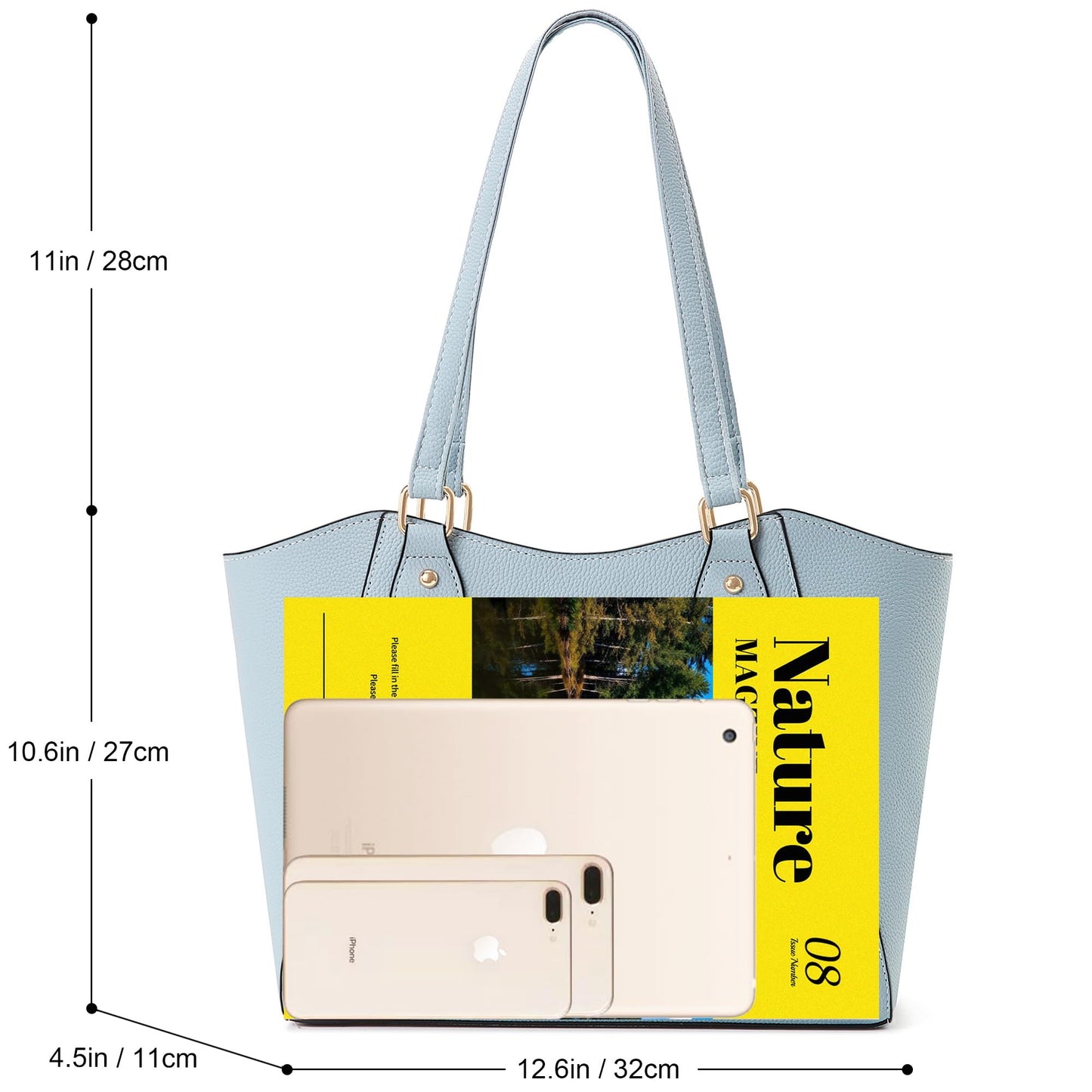 CHICAROUSAL Tote Bag for Women Large Handbags and Purses for Women PU Leather Womens Shoulder Bags (alz Light Blue YB)