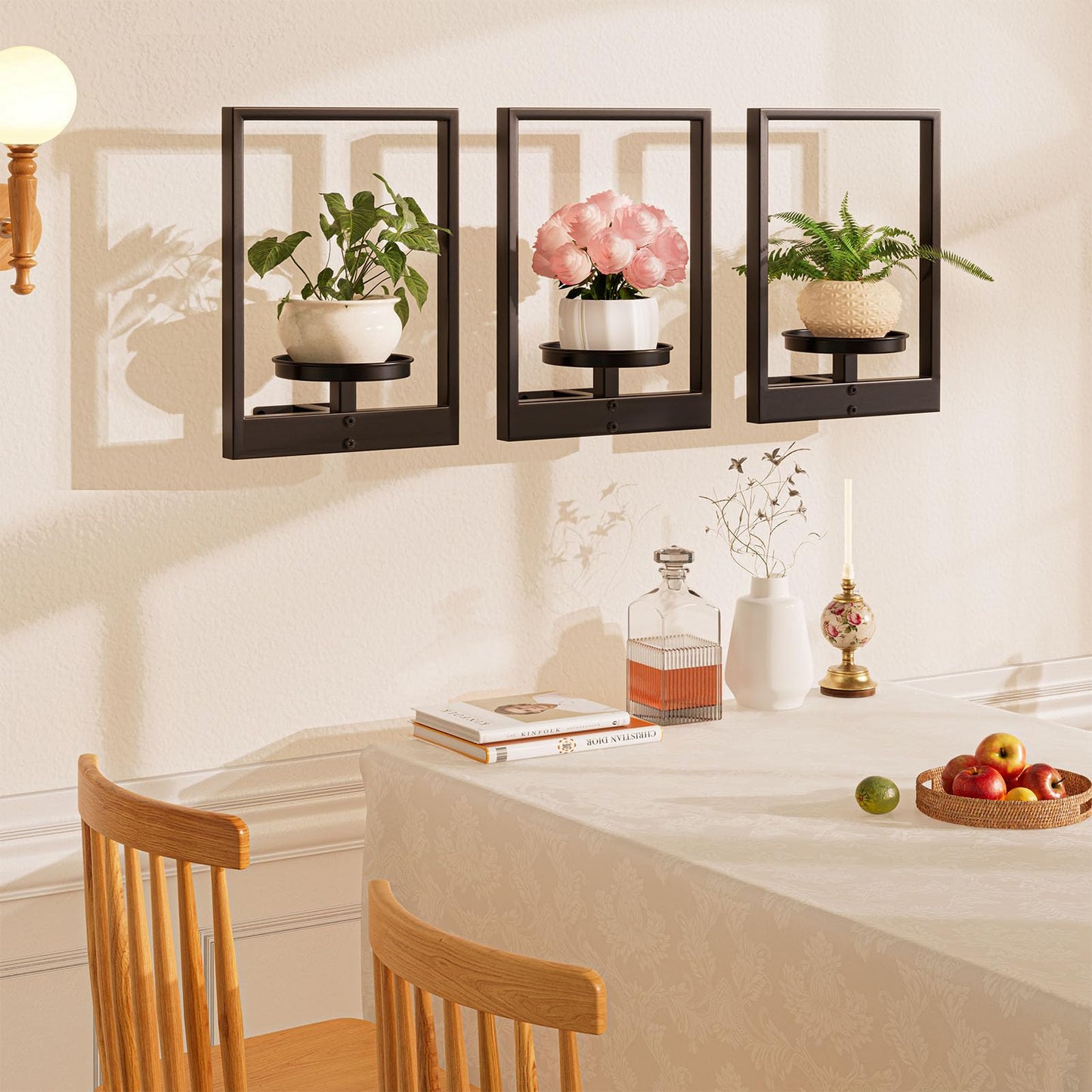 2-Pack Picture Frame Wall Plant Holder, Window Plant Shelves, Metal Wall Hanging Planters for Indoor Plants, Hanger Outdoor Plant Holder, Home Decor Display Stand for Living Room Balcony Garden Patio