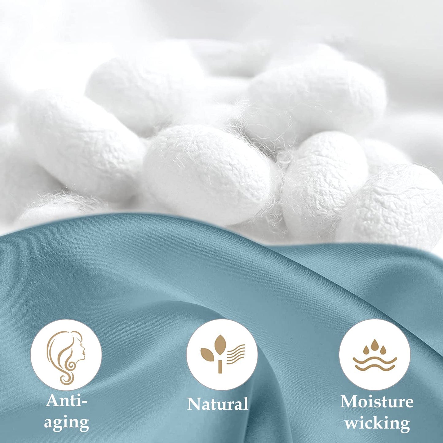 INSSL Silk Pillowcase for Women, Mulberry Silk Pillowcase for Hair and Skin and Stay Comfortable and Breathable During Sleep Silk Pillow Cases (Blue Gray,Standard)