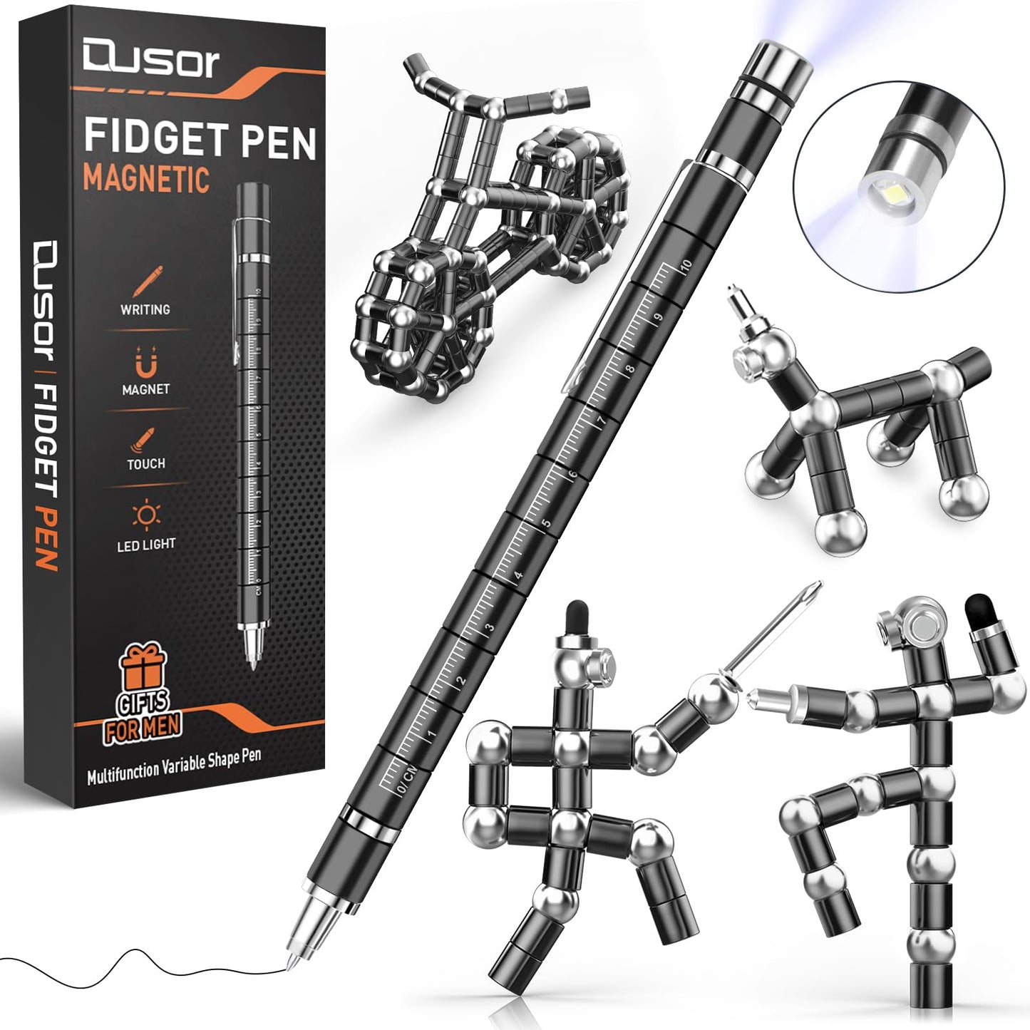 Dusor Gifts for Men Fidget Toys Adults, Gifts for Teens Fidget Pen, Teen Boy Gift Toys for Ages 14 and Up, Multifunction Pen Anniversary Birthday Gift for Men Husband Him Teen Boys Girls Son Daughter